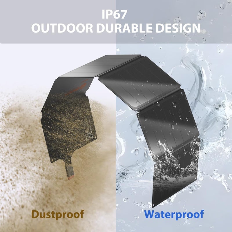 Ericsity Portable Solar Panel 54W Solar Phone Charger with QC3.0 USB-C Fast Charging Output，Foldable Solar Panel for Camping ，IP67 Waterproof Solar Charger Power Bank with ETFE Surface Material - Image 4